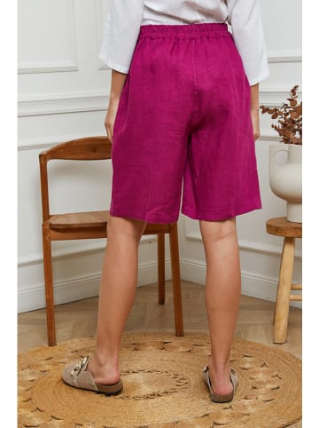 Joséfine Lniane bermudy "Alafolie"w kolorze różowym
