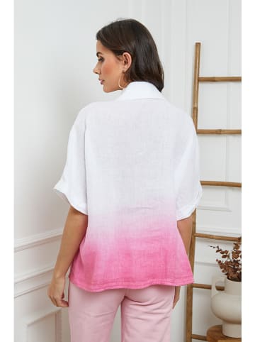Fleur de Lin Linnen blouse wit/roze