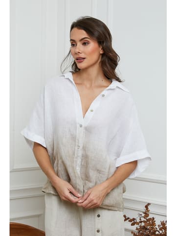 Fleur de Lin Leinen-Hemd in Weiß/ Beige