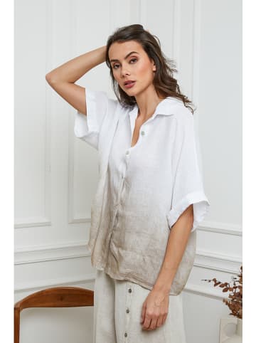 Fleur de Lin Leinen-Hemd in Weiß/ Beige