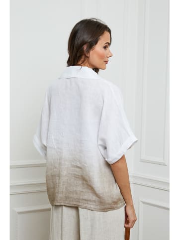 Fleur de Lin Leinen-Hemd in Weiß/ Beige