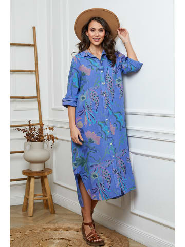 Joséfine Leinen-Kleid in Blau