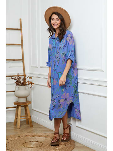 Joséfine Leinen-Kleid in Blau
