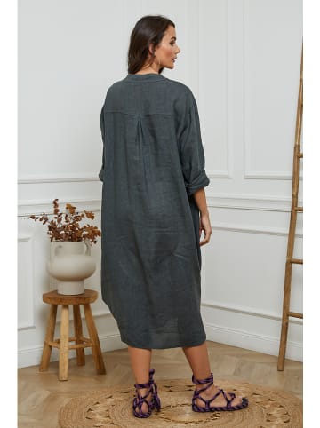 Joséfine Leinen-Kleid in Anthrazit