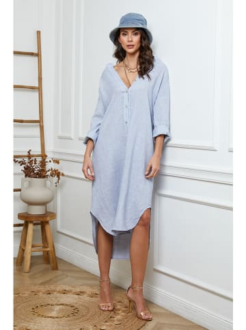 Joséfine Leinen-Kleid in Hellblau
