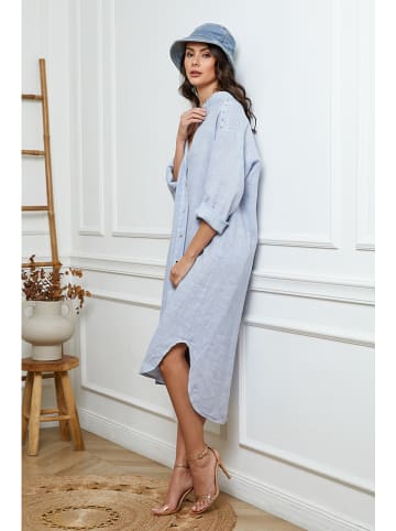 Joséfine Leinen-Kleid in Hellblau