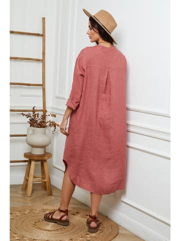 Joséfine Leinen-Kleid in Rostrot