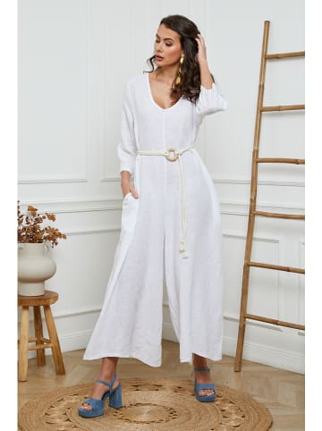 Joséfine Leinen-Jumpsuit "Besorla" in Weiß