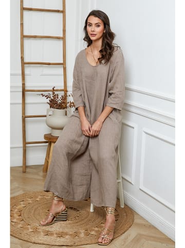 Joséfine Leinen-Jumpsuit "Besorla" in Taupe