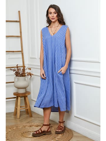 Joséfine Leinen-Kleid in Blau