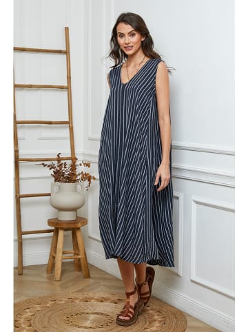 Joséfine Leinen-Kleid in Dunkelblau