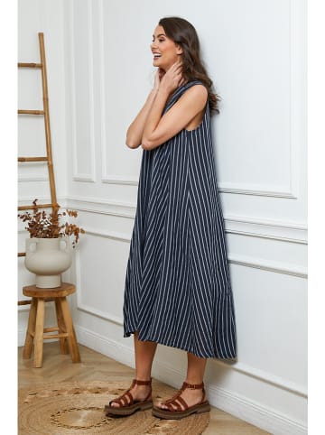 Joséfine Leinen-Kleid in Dunkelblau