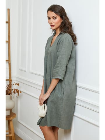 Joséfine Leinen-Kleid in Khaki