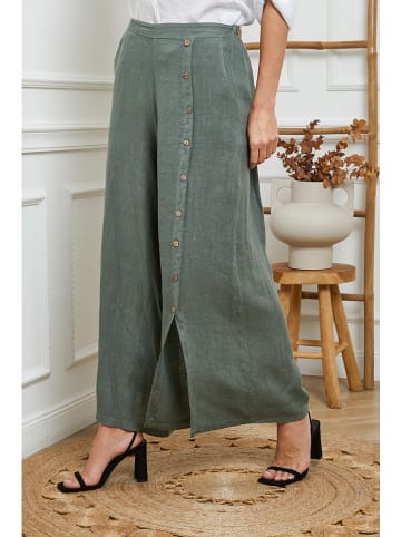 La Compagnie Du Lin Lniane spodnie w kolorze khaki