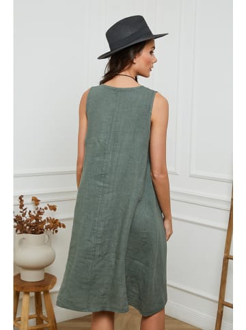 Fleur de Lin Leinen-Kleid in Khaki