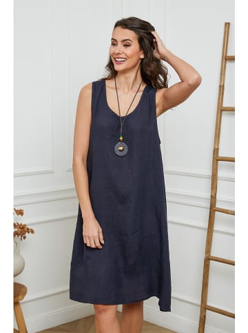 Joséfine Leinen-Kleid in Dunkelblau
