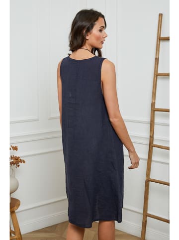 Joséfine Leinen-Kleid in Dunkelblau