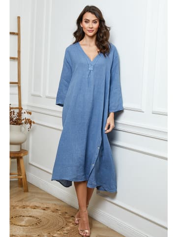 Joséfine Leinen-Kleid in Blau