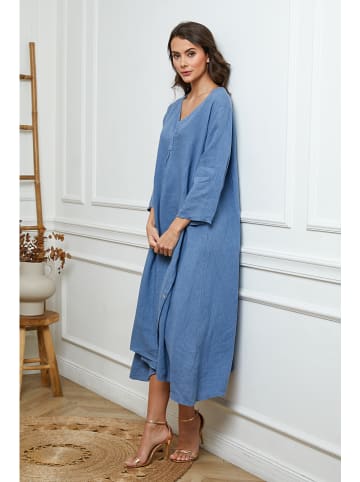 Joséfine Leinen-Kleid in Blau