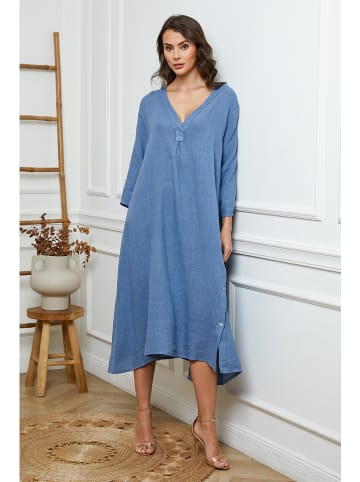Joséfine Leinen-Kleid in Blau