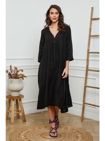 Joséfine Leinen-Kleid in Schwarz