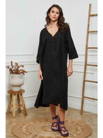 Joséfine Leinen-Kleid in Schwarz