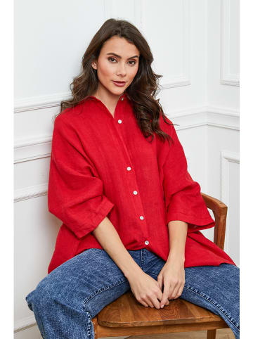 La Compagnie Du Lin Linnen blouse - regular fit - rood