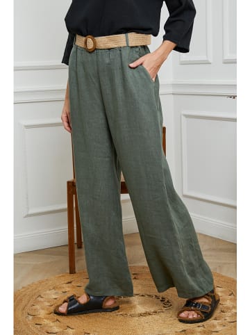 Joséfine Leinen-Hose in Khaki