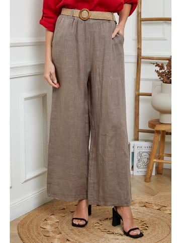 Joséfine Leinen-Hose in Taupe