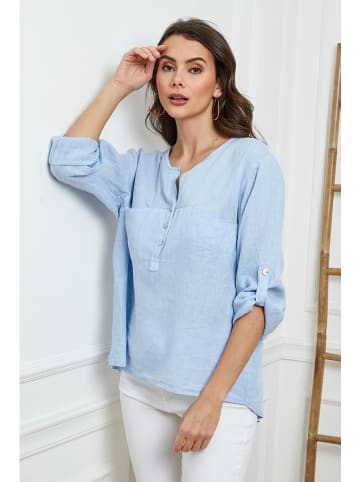 Joséfine Leinen-Bluse  in Hellblau