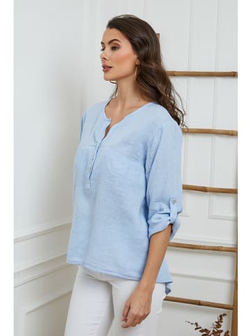 Joséfine Leinen-Bluse  in Hellblau