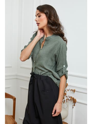 Joséfine Leinen-Bluse  in Khaki