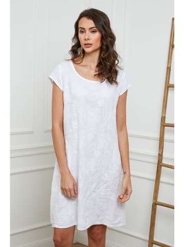 Fleur de Lin Leinen-Kleid in Weiß