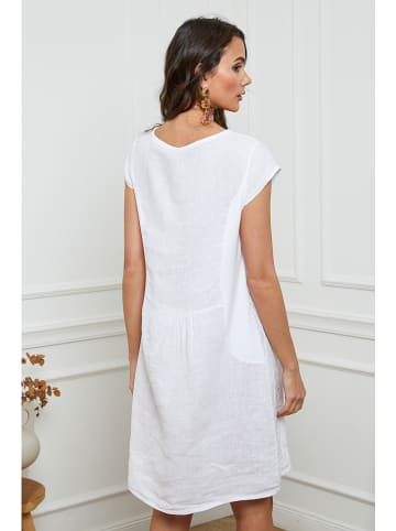La Compagnie Du Lin Leinen-Kleid in Weiß
