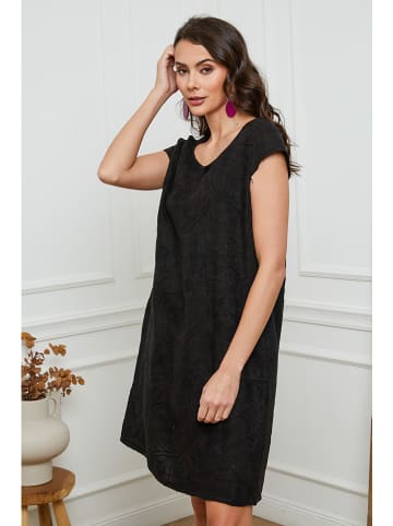 Joséfine Leinen-Kleid in Schwarz