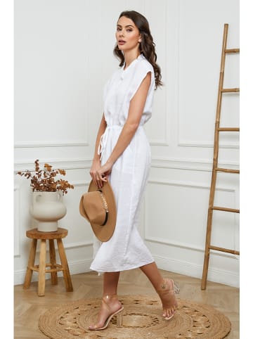 Joséfine Leinen-Kleid in Weiß