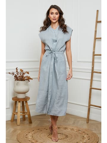 Joséfine Leinen-Kleid in Grau