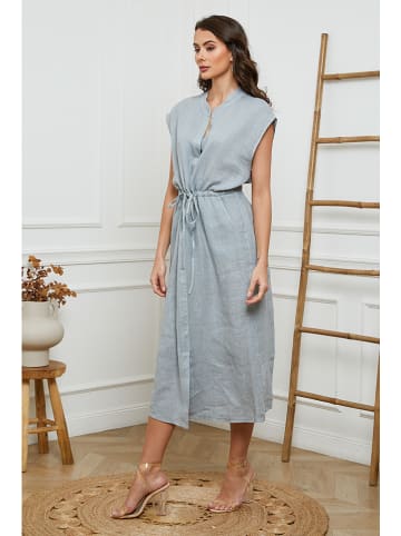 Fleur de Lin Leinen-Kleid in Grau