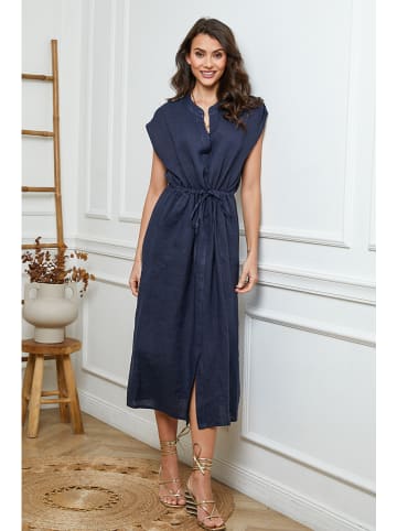 Joséfine Leinen-Kleid in Dunkelblau