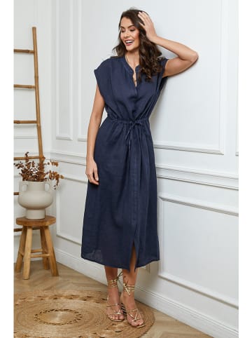 Joséfine Leinen-Kleid in Dunkelblau
