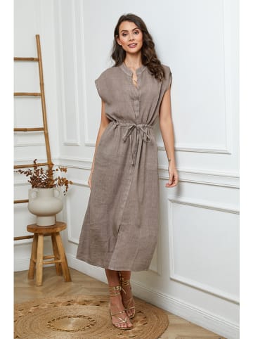 Joséfine Leinen-Kleid in Taupe