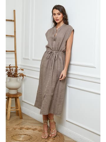 Joséfine Leinen-Kleid in Taupe