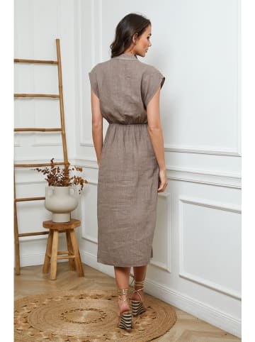Joséfine Leinen-Kleid in Taupe