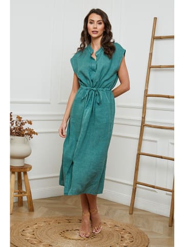 Joséfine Leinen-Kleid in Petrol