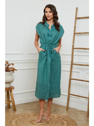 Joséfine Leinen-Kleid in Petrol