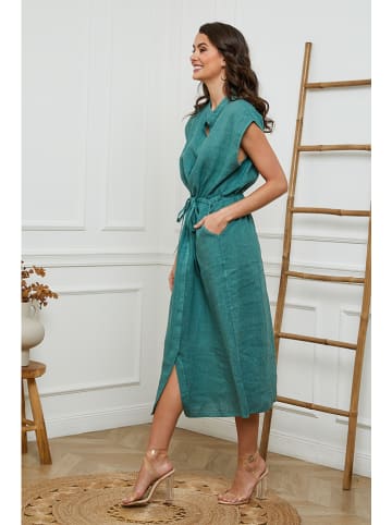 Joséfine Leinen-Kleid in Petrol