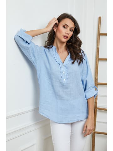 Joséfine Leinen-Bluse  in Hellblau