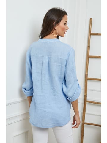 Joséfine Leinen-Bluse  in Hellblau