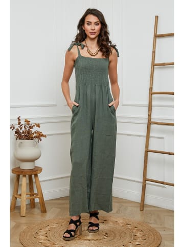 La Compagnie Du Lin Leinen-Jumpsuit "Naomi" in Khaki