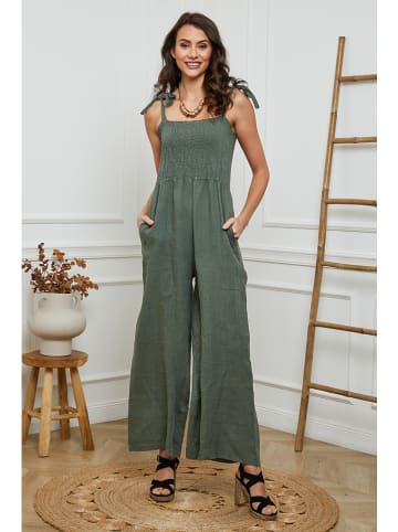 La Compagnie Du Lin Leinen-Jumpsuit "Naomi" in Khaki